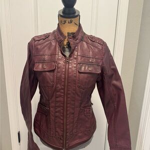 Sonoma Women's Deep Red Leather Jacket